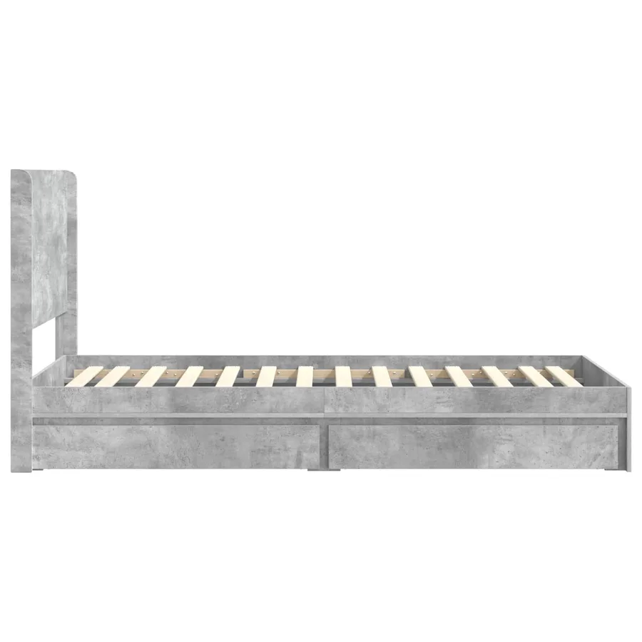 Cadre de lit avec rangement et tête de lit Gris béton - 7