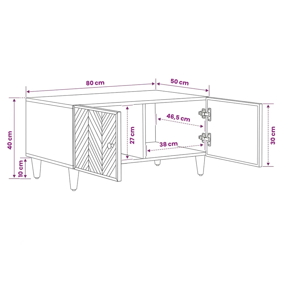 Table basse Marron 80 x 50 x 40 cm Bois de mangue massif - 11