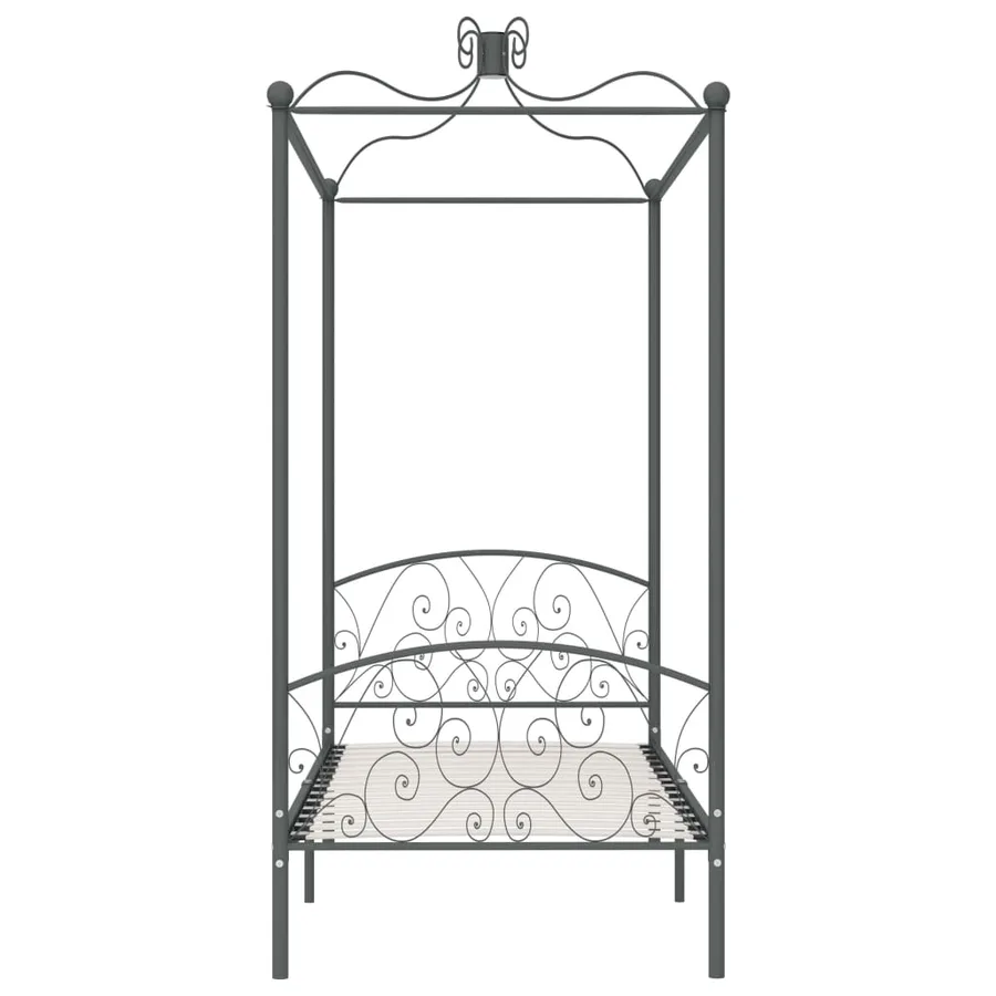 Cadre de lit à baldaquin sans matelas gris métal 100x200 cm - 3