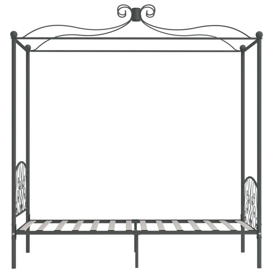 Cadre de lit à baldaquin sans matelas gris métal 100x200 cm - 4