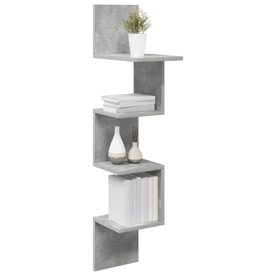 Étagère Murale Montage mural Gris béton 32 x 21 x107 cm - 2