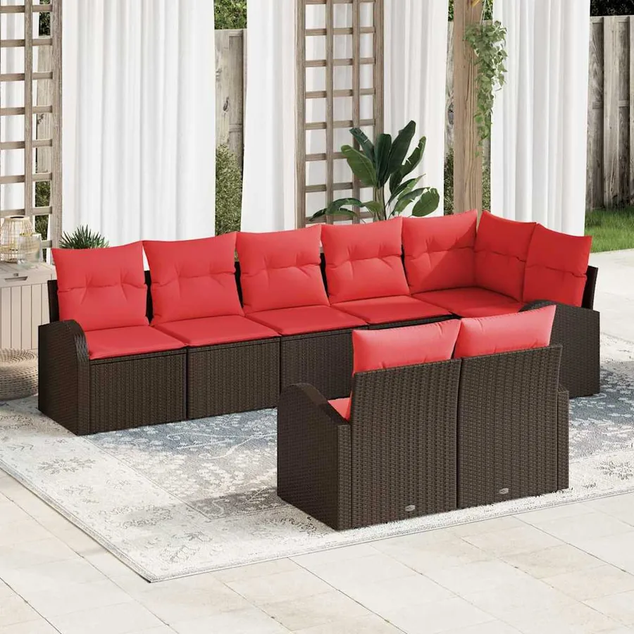 Ensemble de canapé de jardin Marron polyrotin