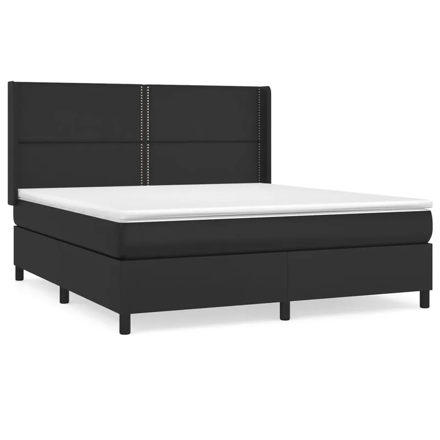 Sommier à lattes de lit avec matelas Noir 180x200 cm Similicuir - 2