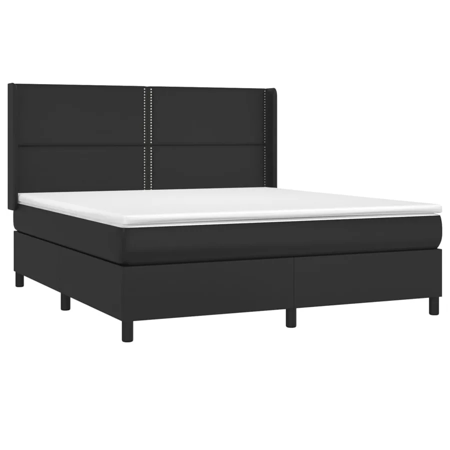 Sommier à lattes de lit avec matelas Noir 180x200 cm Similicuir - 3