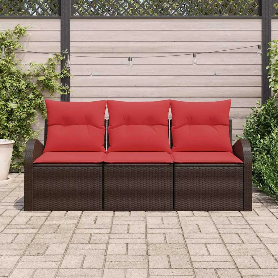 Ensemble de canapé de jardin Marron polyrotin - 3