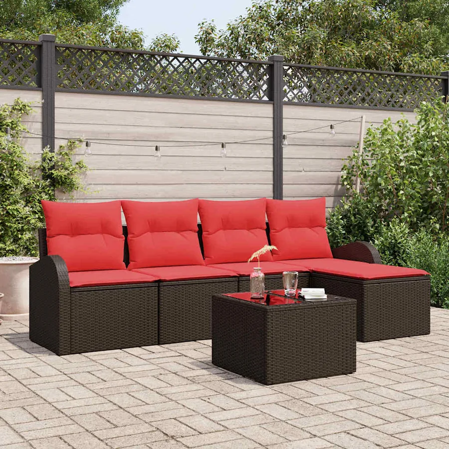 Ensemble de canapé de jardin Marron polyrotin