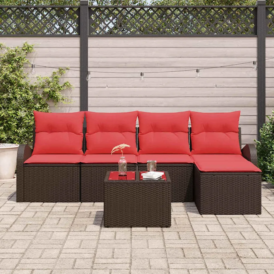 Ensemble de canapé de jardin Marron polyrotin - 3