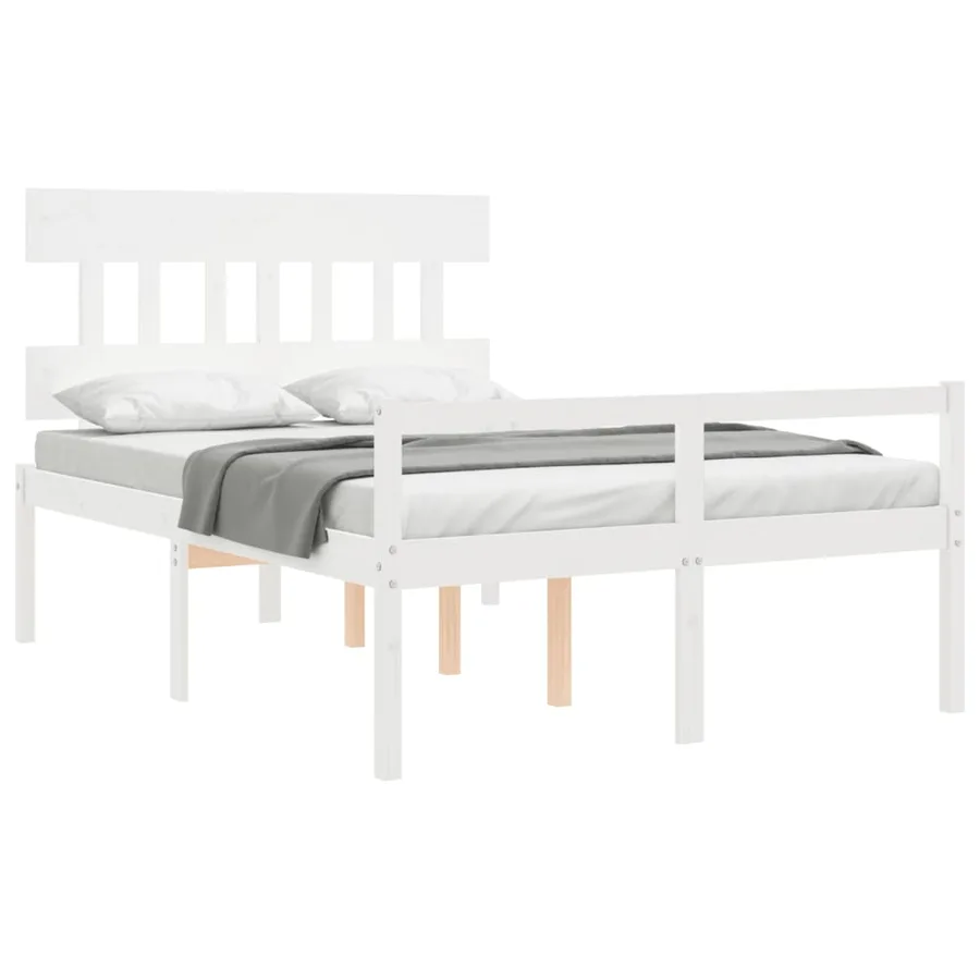 Lit pour personne âgée sans matelas blanc 140x190cm bois massif - 4
