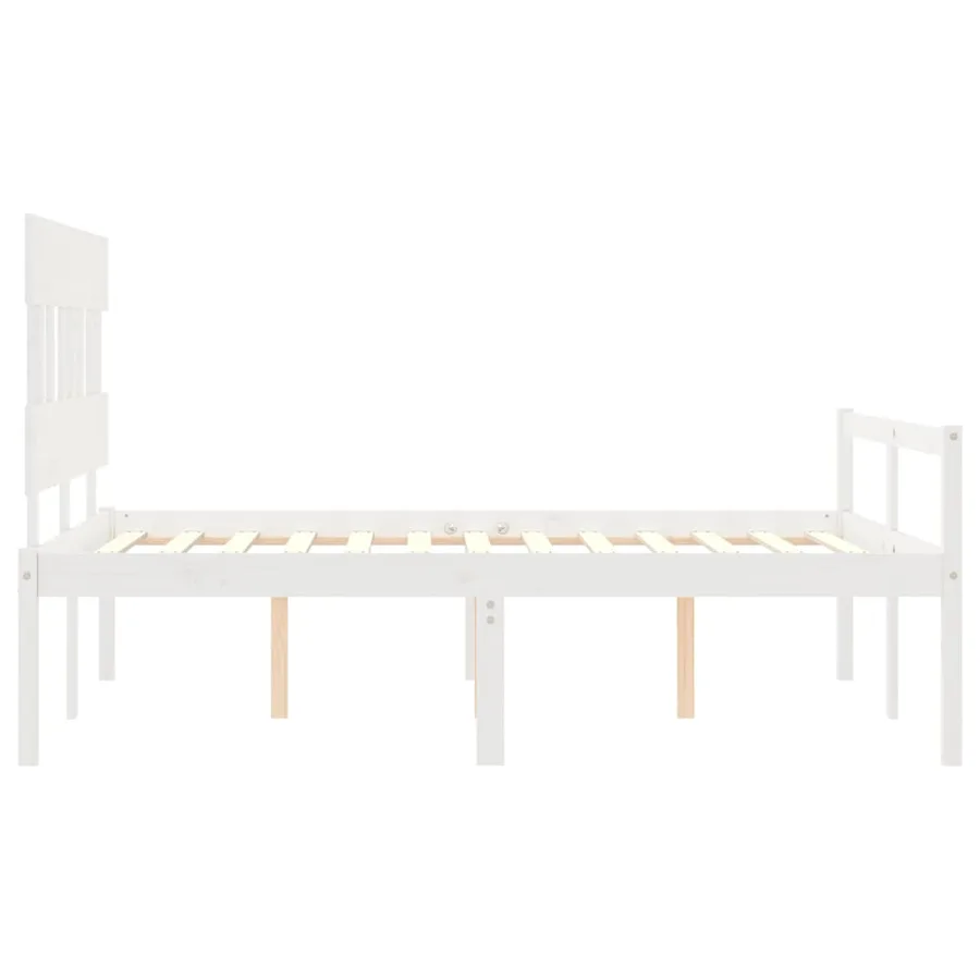 Lit pour personne âgée sans matelas blanc 140x190cm bois massif - 7