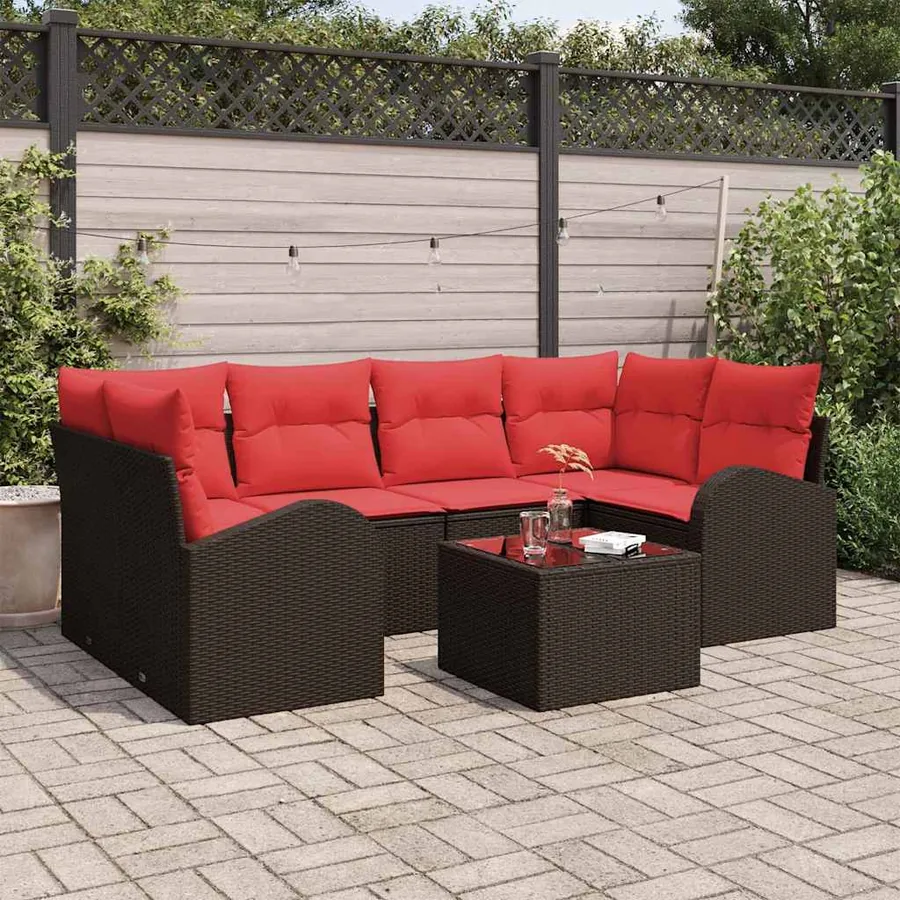 Ensemble de canapé de jardin Marron 55 x 55 x 37 cm polyrotin