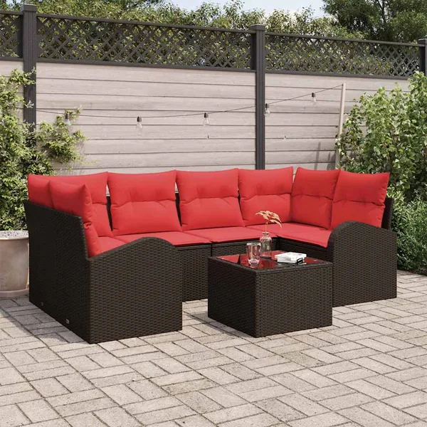 Ensemble de canapé de jardin Marron 55 x 55 x 37 cm polyrotin