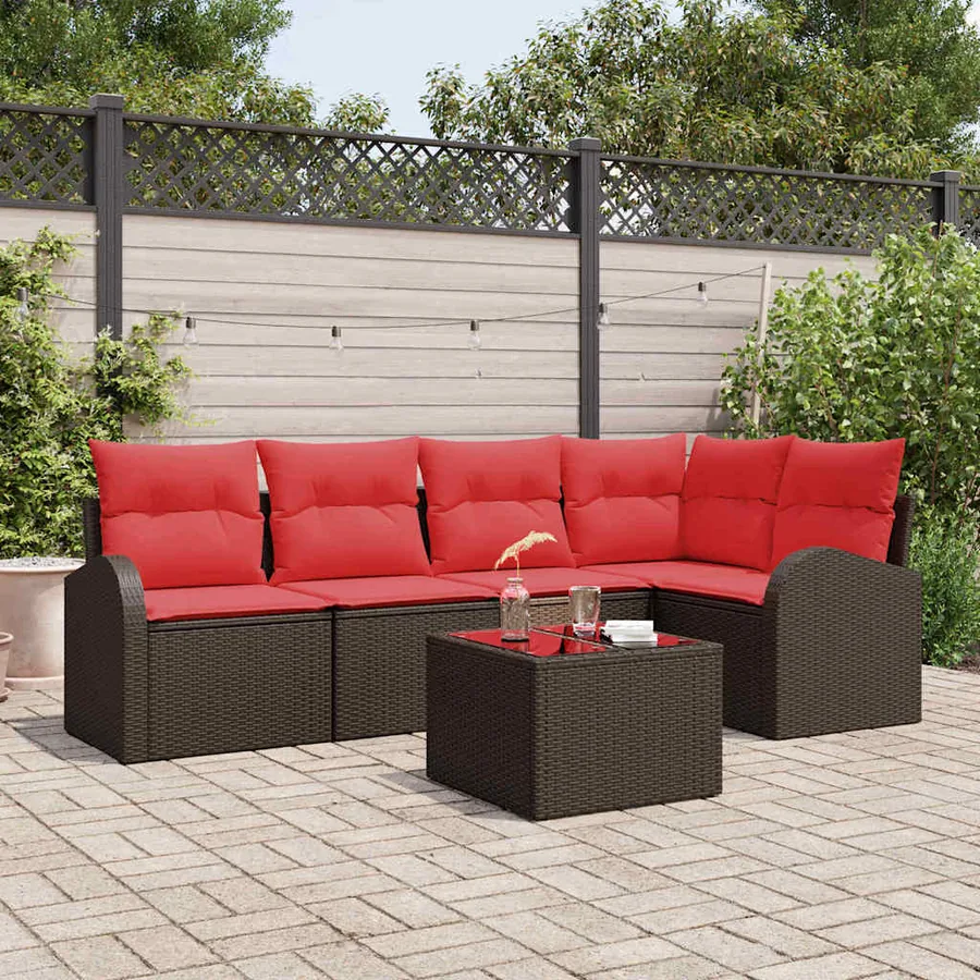 Ensemble de canapé de jardin Marron polyrotin
