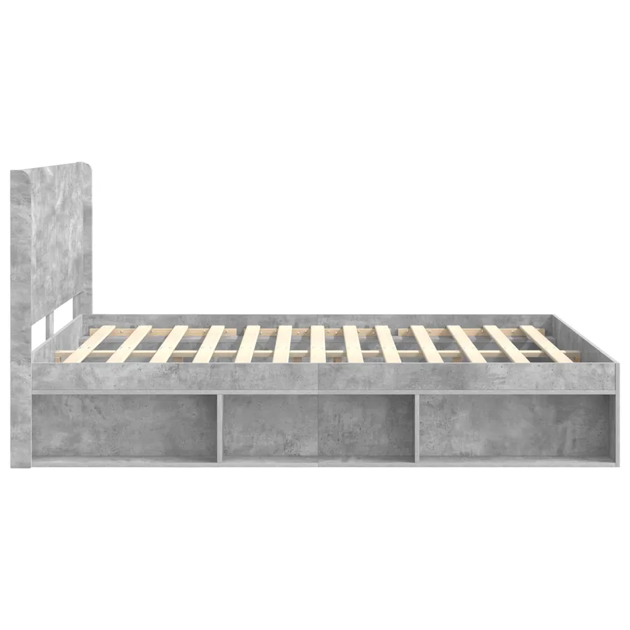 Cadre de lit avec rangement et tête de lit Gris béton - 6