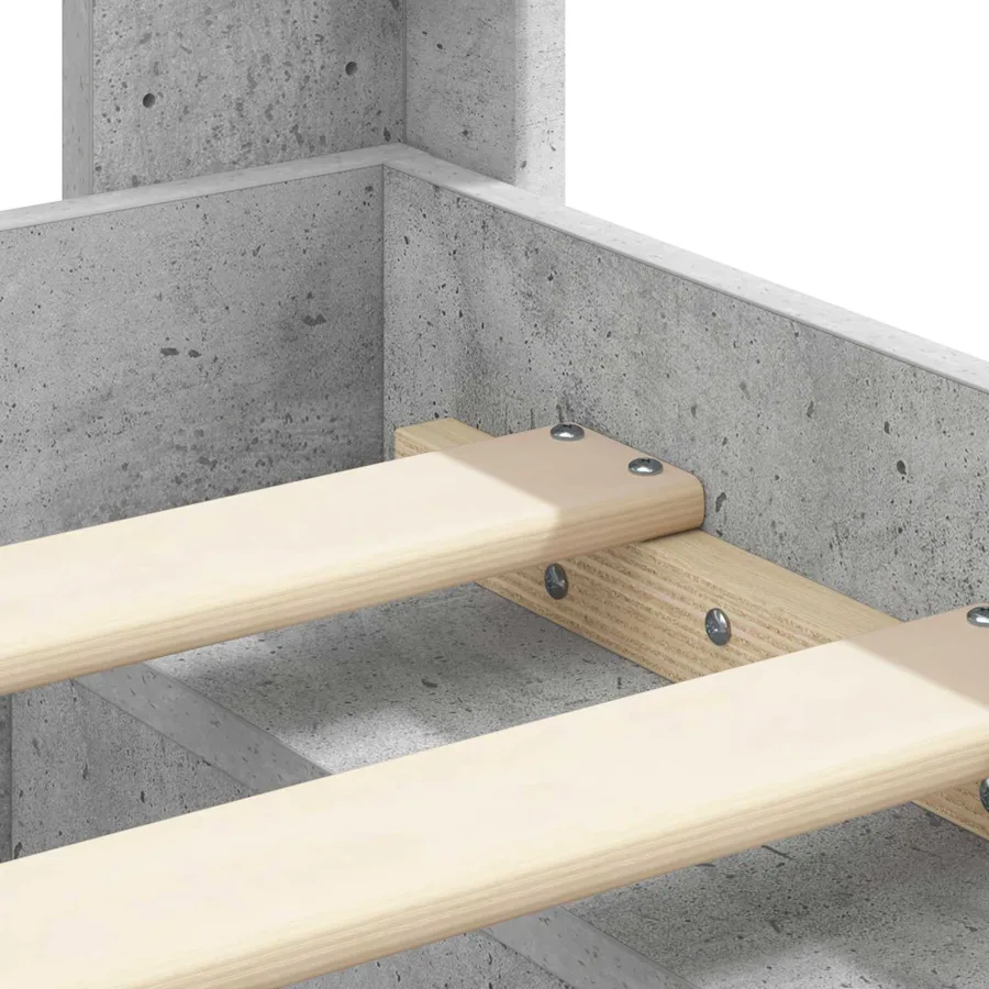 Cadre de lit avec rangement et tête de lit Gris béton - 9