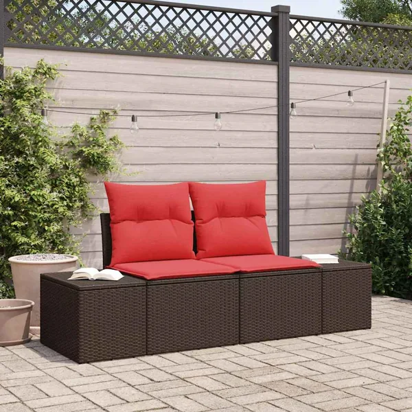 Canapé de jardin avec coussin 184 x 62 x 69 cm polyrotin