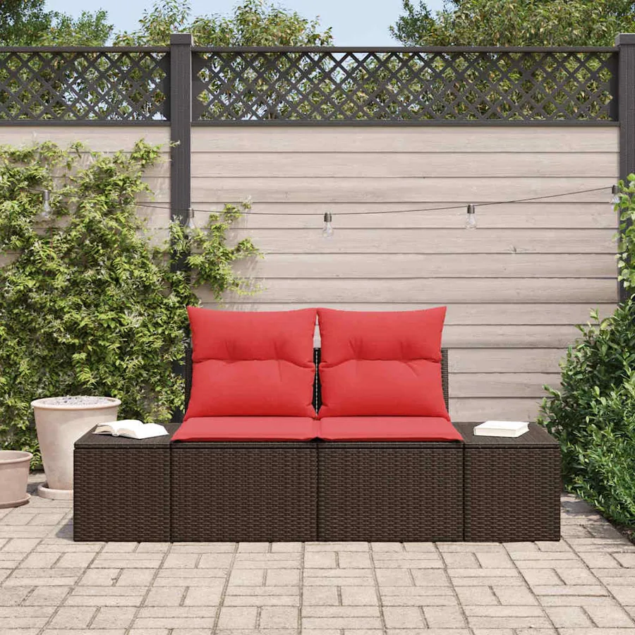 Canapé de jardin avec coussin 184 x 62 x 69 cm polyrotin - 3