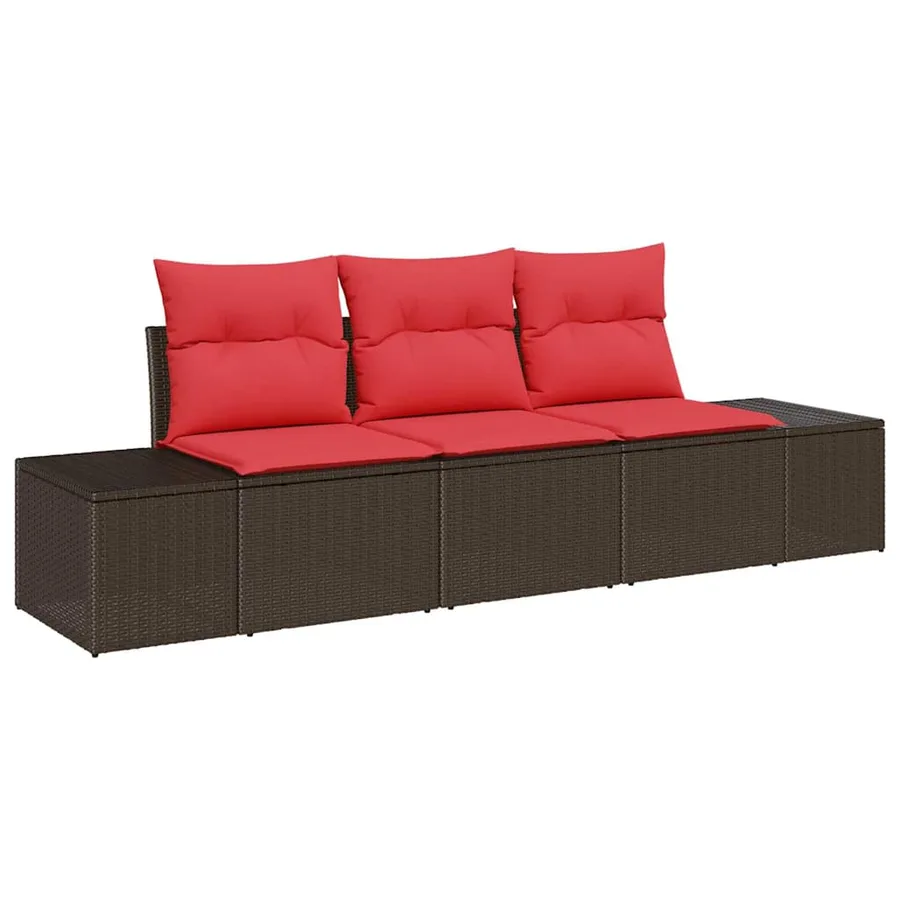 Ensemble de Canapés avec coussin 3 pcs Marron polyrotin - 2