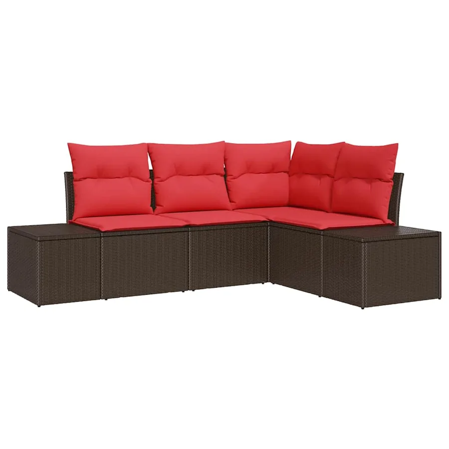 Ensemble de canapé de jardin 4 pcs Marron polyrotin - 2