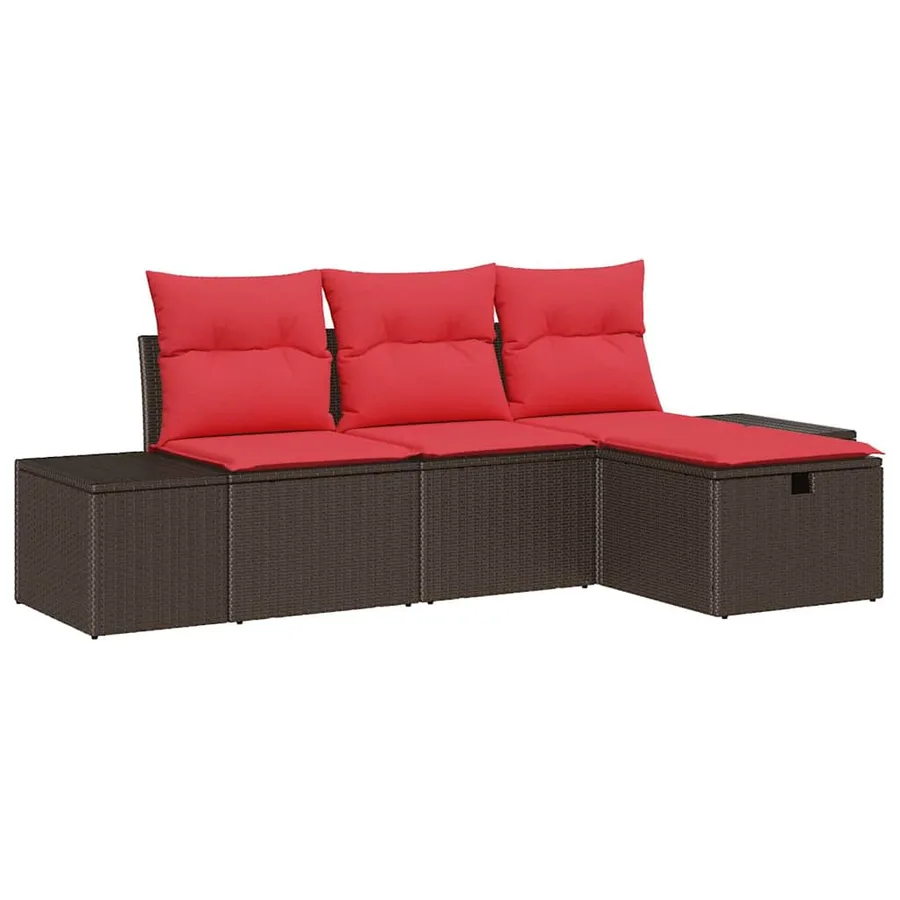 Ensemble de canapé de jardin avec coussin 4 pcs polyrotin - 2