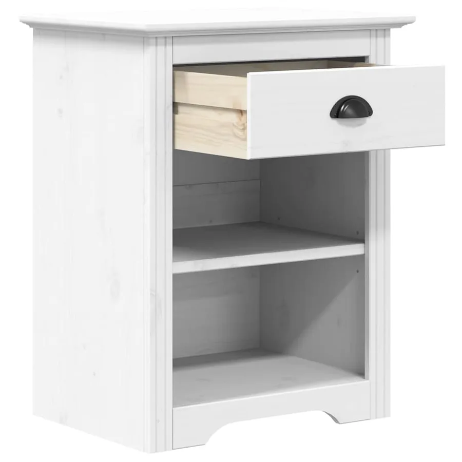 Table de chevet BODO blanc 53x38,5x67 cm bois de pin massif - 4