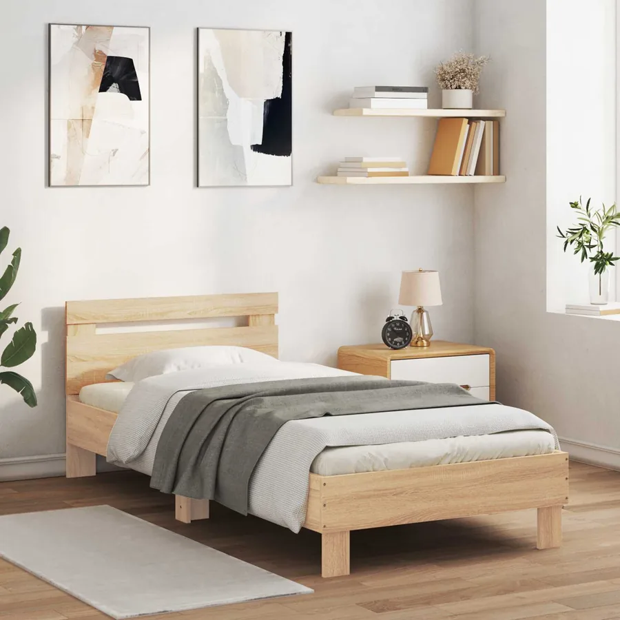 Cadre de lit avec LED Chêne Sonoma 80 x 200 cm
