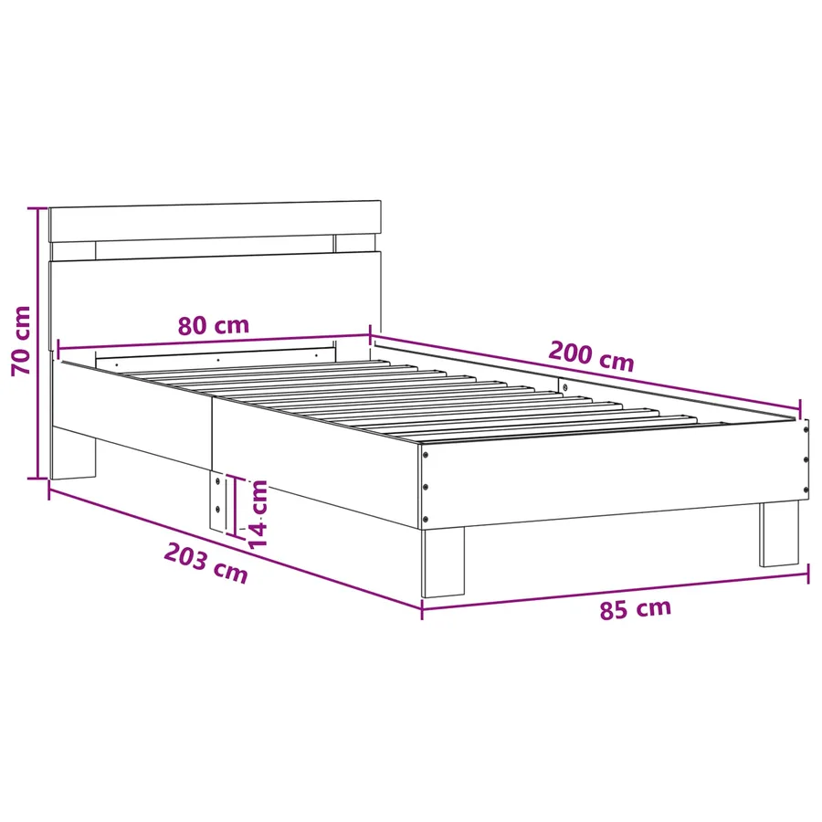 Cadre de lit avec LED Chêne Sonoma 80 x 200 cm - 11