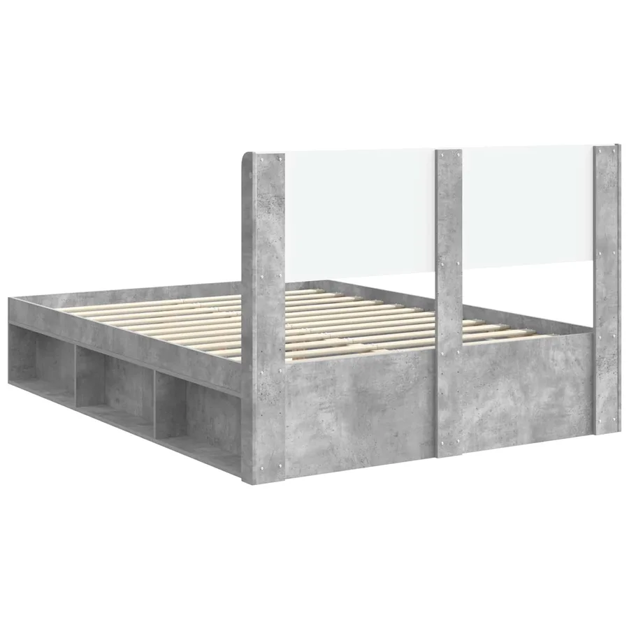 Cadre de lit avec rangement et tête de lit Gris béton - 7