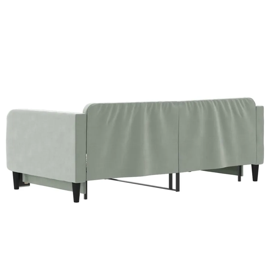 Lit de jour avec lit gigogne gris clair 100x190 cm velours - 5