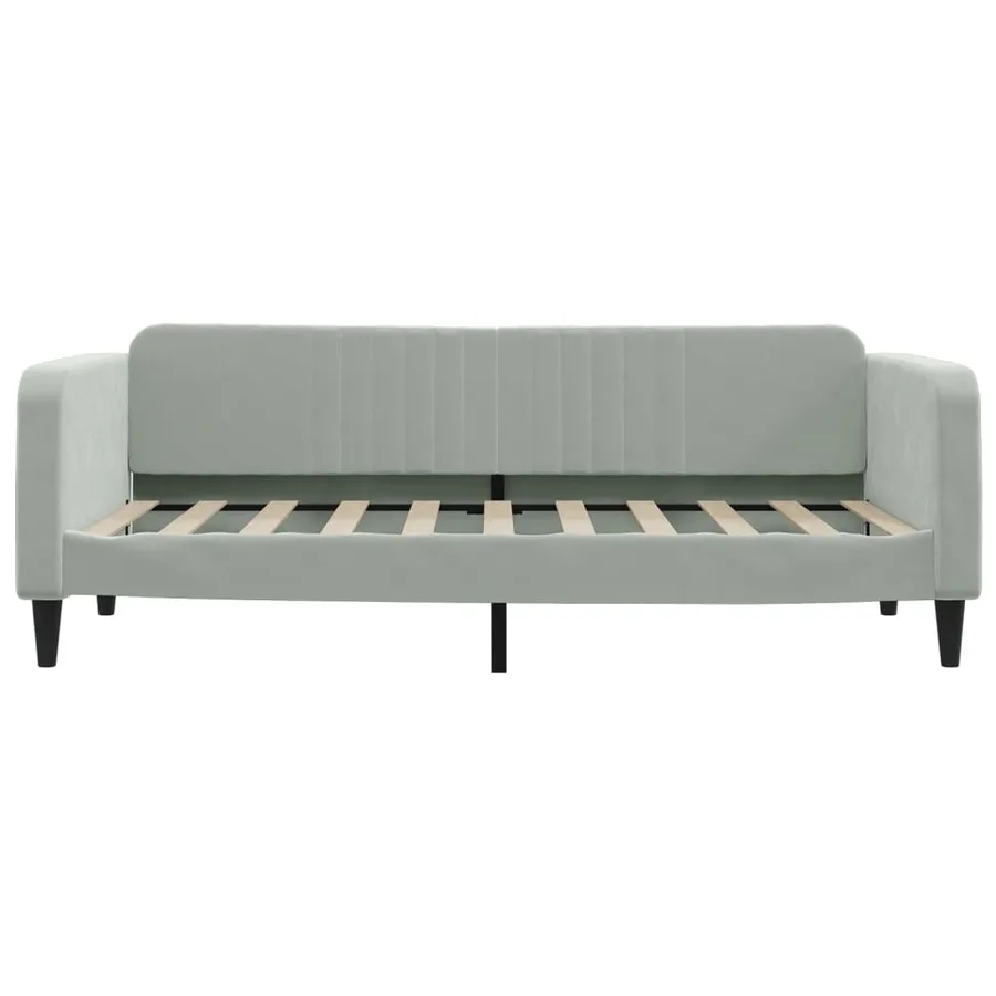 Lit de jour avec lit gigogne gris clair 100x190 cm velours - 7