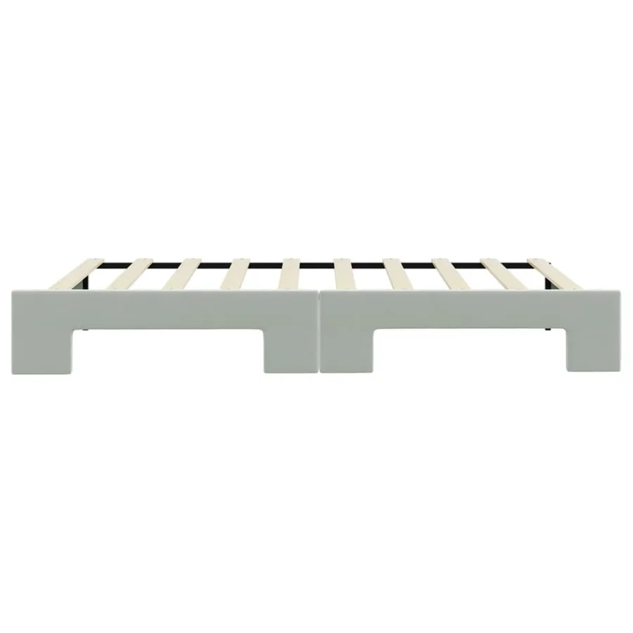 Lit de jour avec lit gigogne gris clair 100x190 cm velours - 9