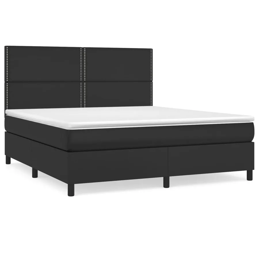 Sommier à lattes de lit avec matelas Noir 180x200 cm Similicuir - 2