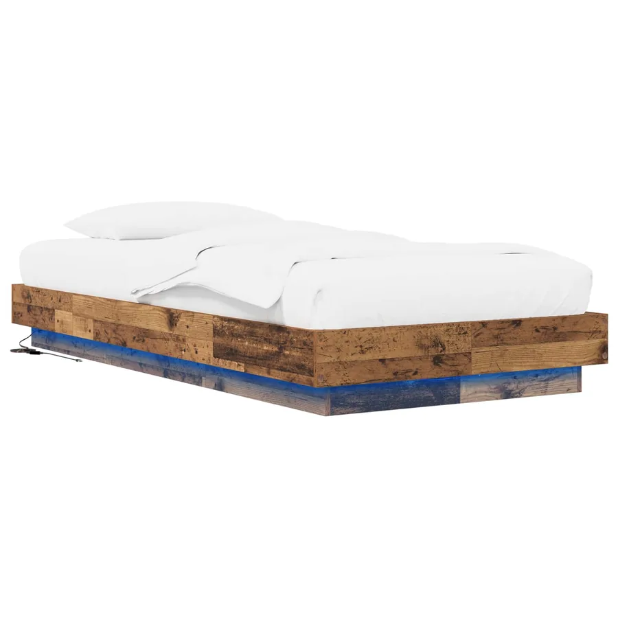 Cadre de lit avec LED Bois ancien 80 x 200 cm Bois d'ingénierie