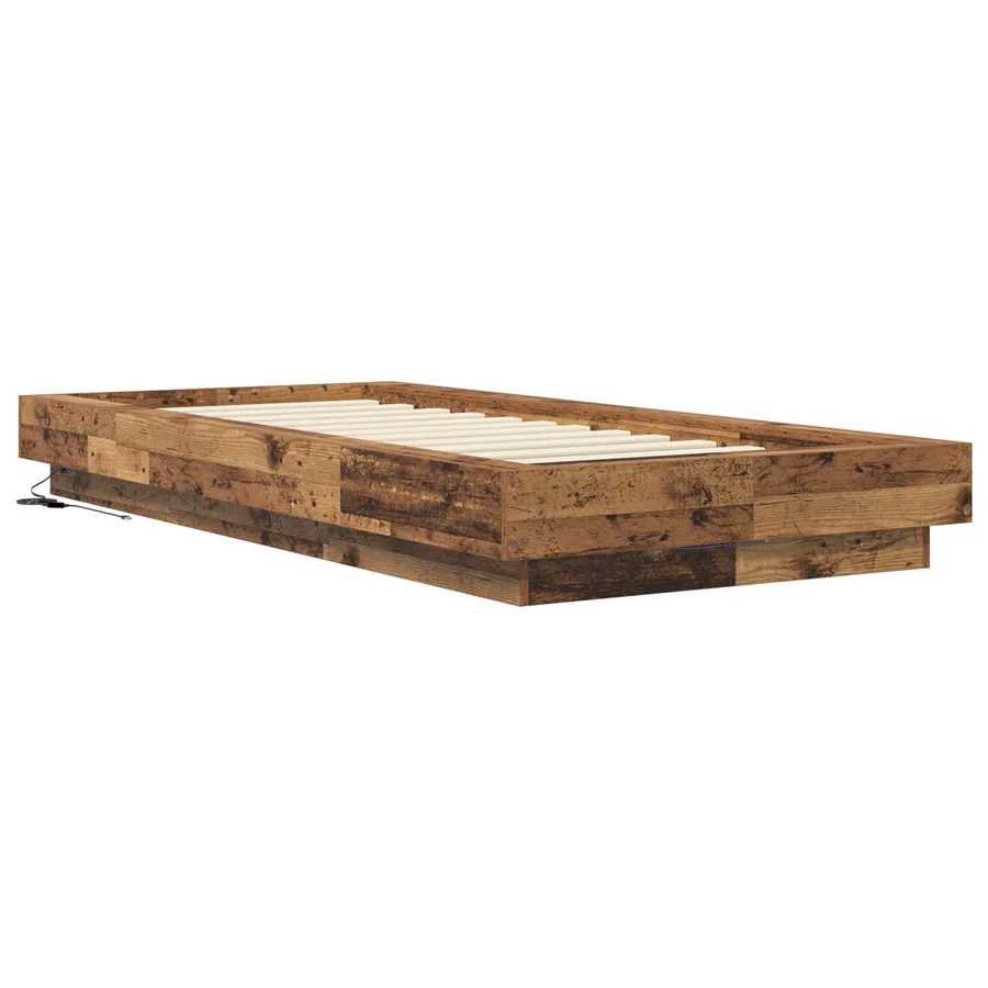 Cadre de lit avec LED Bois ancien 80 x 200 cm Bois d'ingénierie - 2