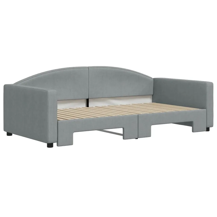 Lit de jour avec lit gigogne gris clair 100x190 cm tissu - 3