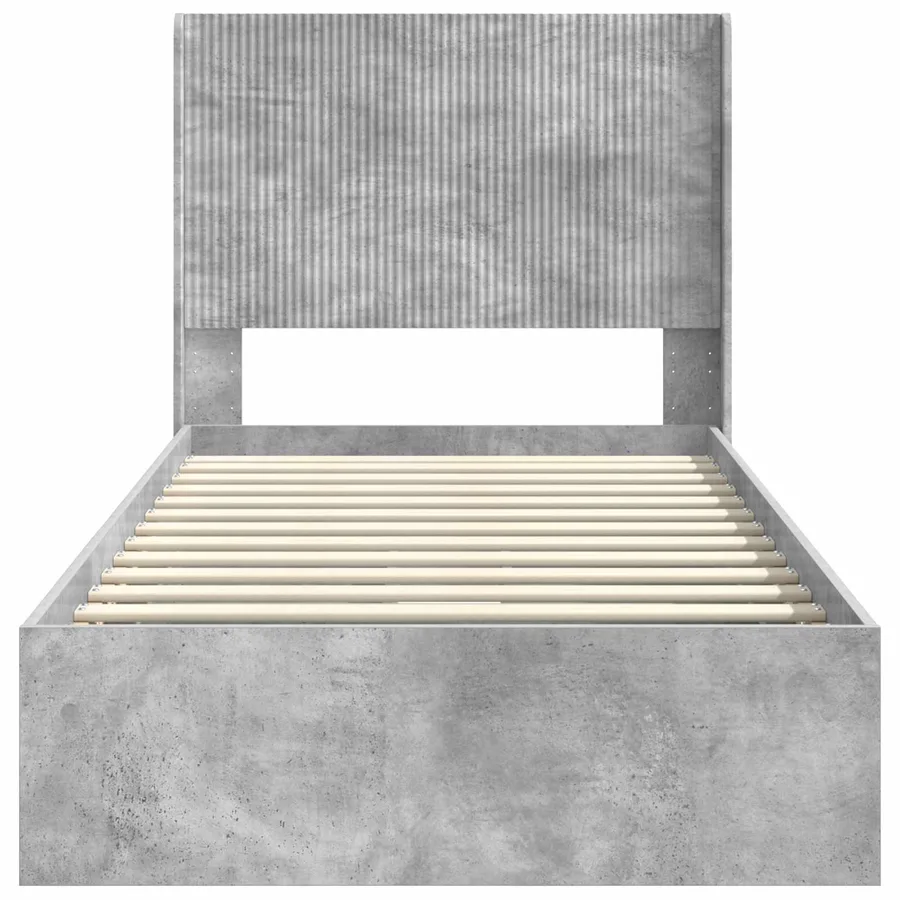 Cadre de lit avec rangement et tête de lit Gris béton - 6