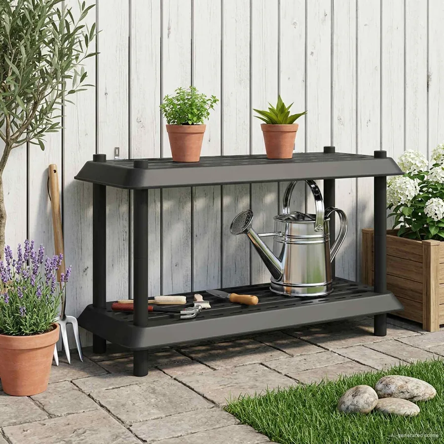 Unité de rangement 2 niveaux 100 x 40 x 55,5 cm PP Anthracite