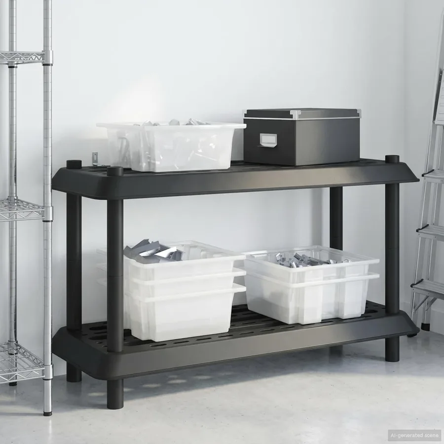 Unité de rangement 2 niveaux 100 x 40 x 55,5 cm PP Anthracite - 4