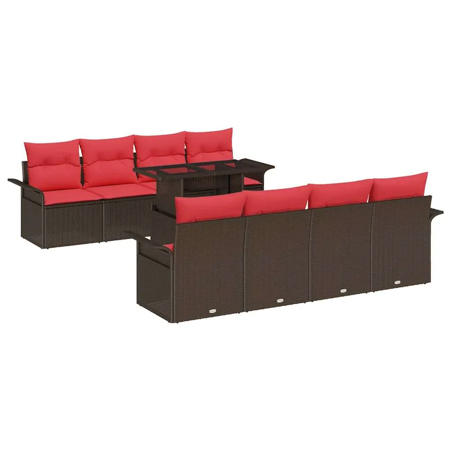 Ensemble de canapé de jardin 8 pcs Marron polyrotin - 2