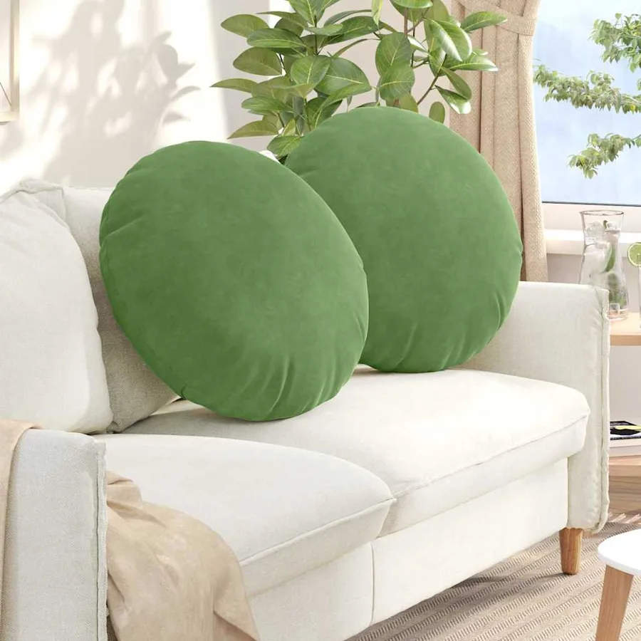 Coussins de siège 2 pcs Vert clair Ø 40 x 13 cm Velours