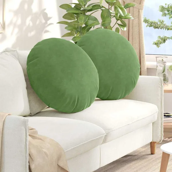 Coussins de siège 2 pcs Vert clair Ø 40 x 13 cm Velours