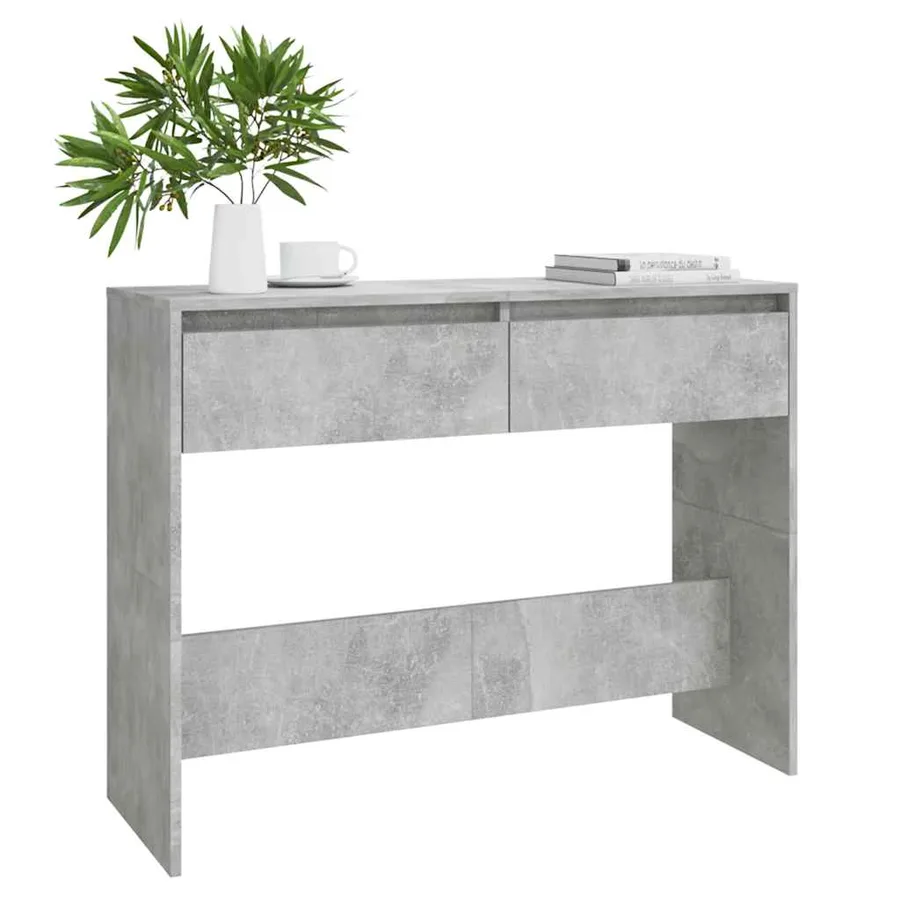 Table console gris béton 100x35x76,5 cm bois d'ingénierie - 3