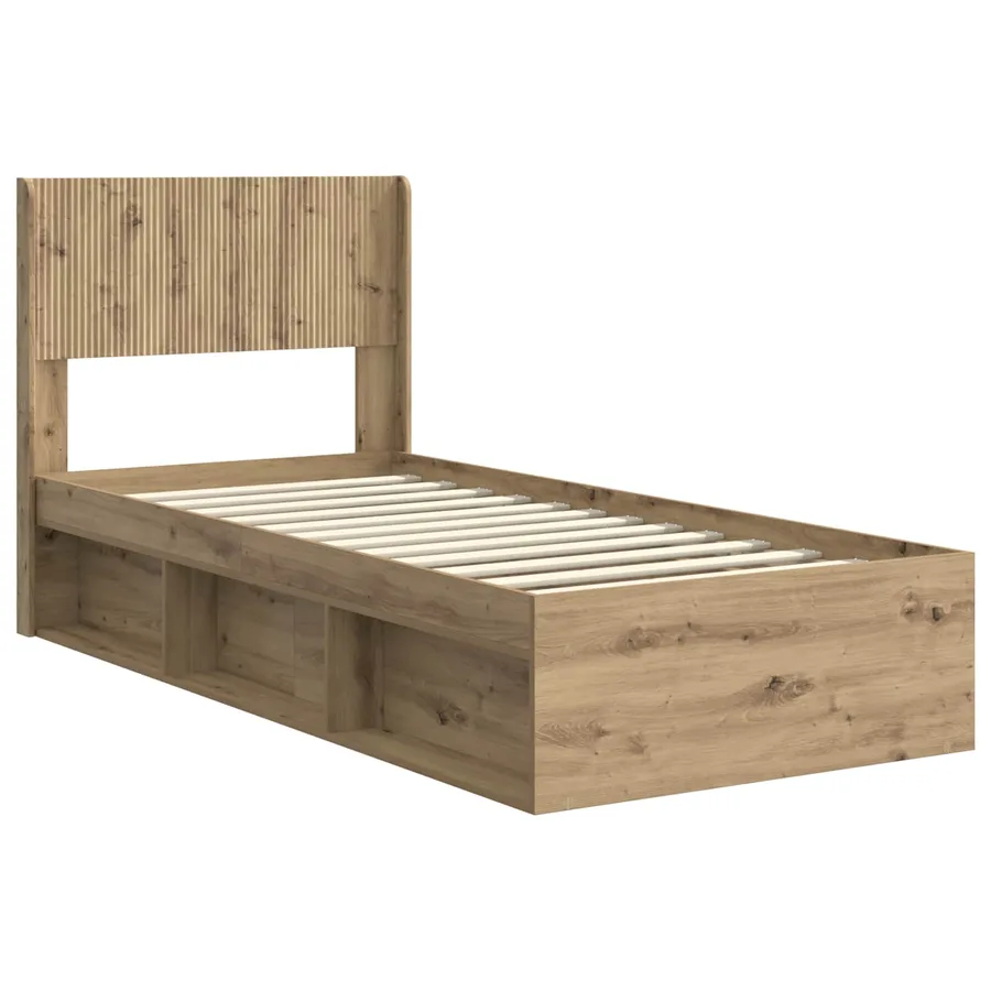 Cadre de lit avec rangement et tête de lit Chêne artisanal - 4