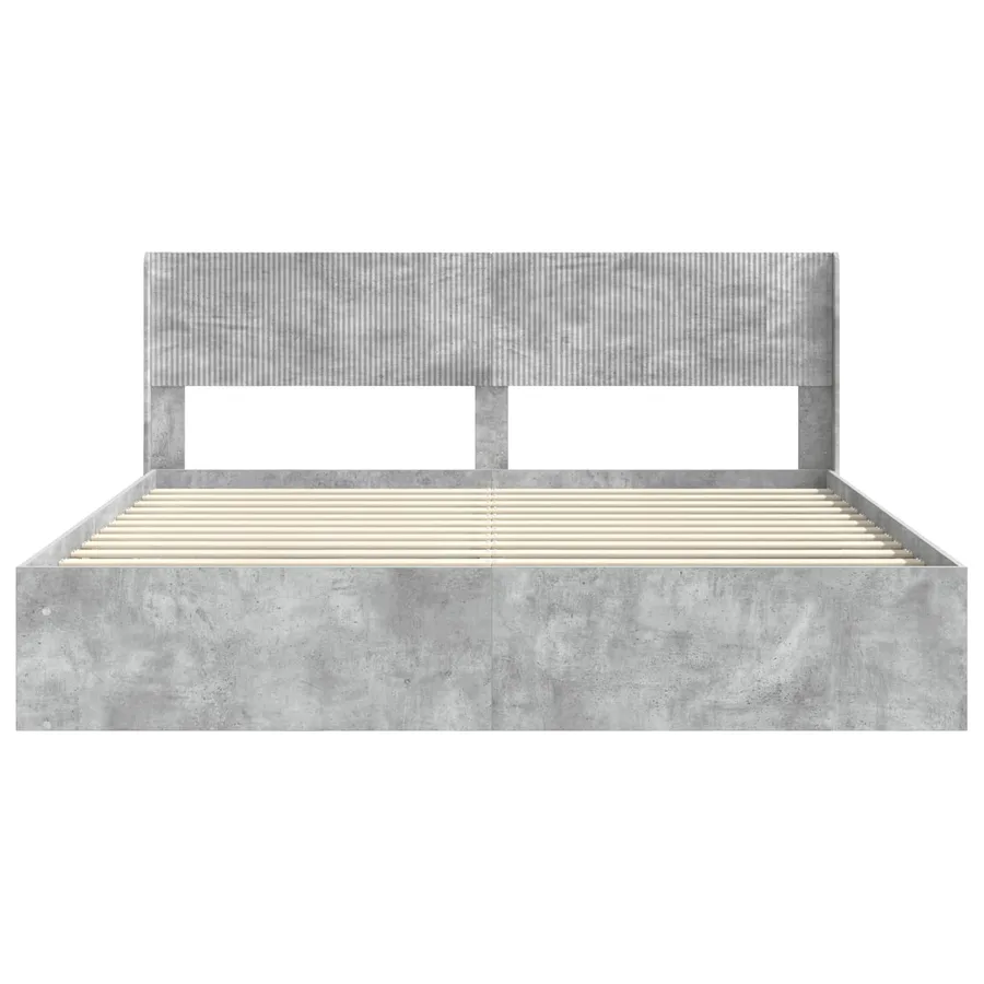 Cadre de lit avec rangement et tête de lit Gris béton - 5