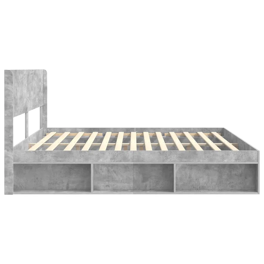 Cadre de lit avec rangement et tête de lit Gris béton - 6