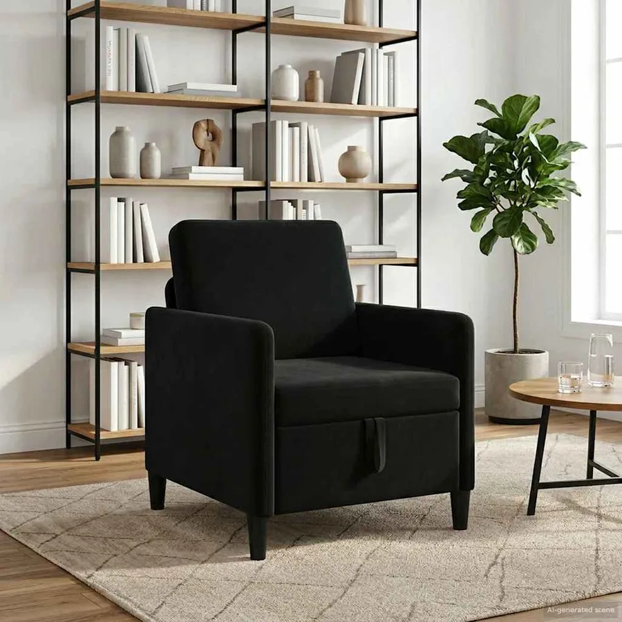 Sofa avec rangement Noir 72 x 78 x 87 cm Polyester - 3