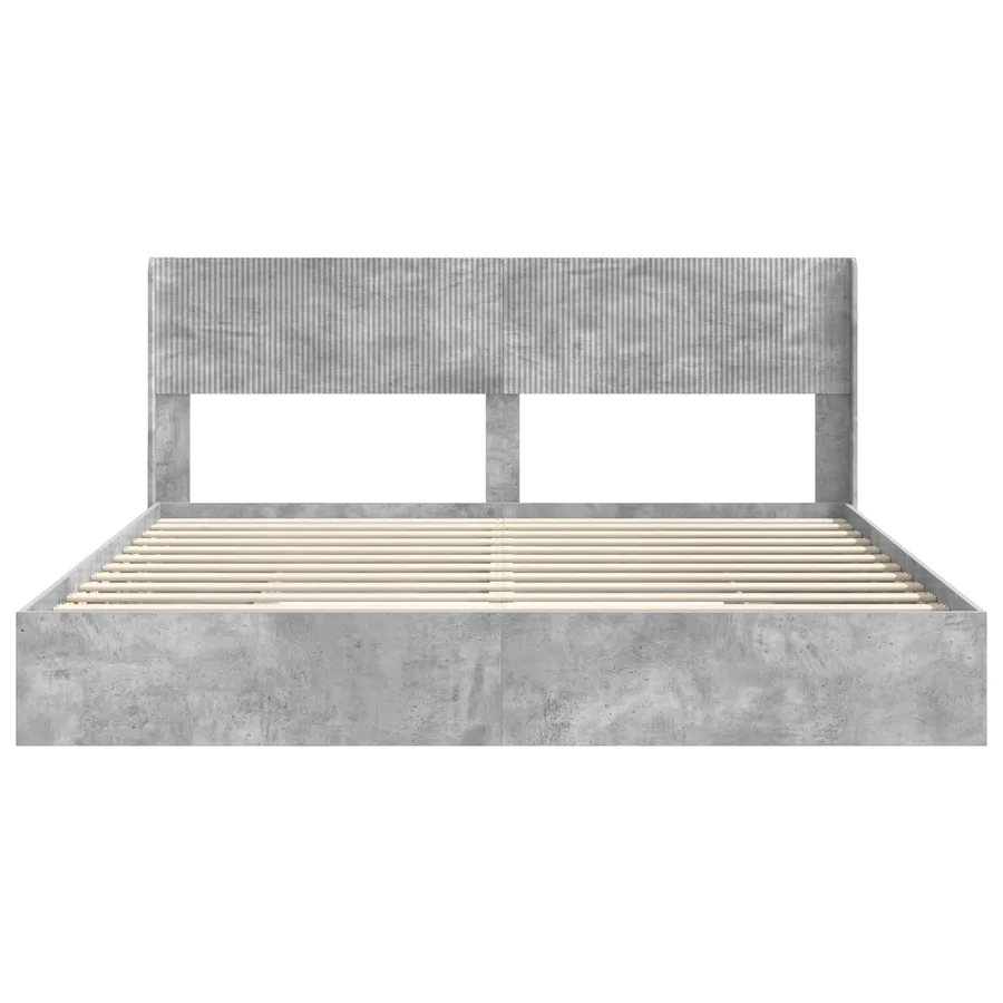 Cadre de lit avec rangement et tête de lit Gris béton - 5