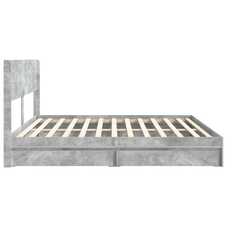 Cadre de lit avec rangement et tête de lit Gris béton - 6