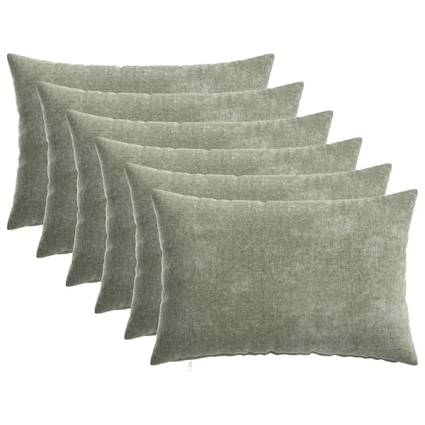 Housse de coussin 6 pcs HEERLEN Vert 30 x 50 cm Tissu Chenille