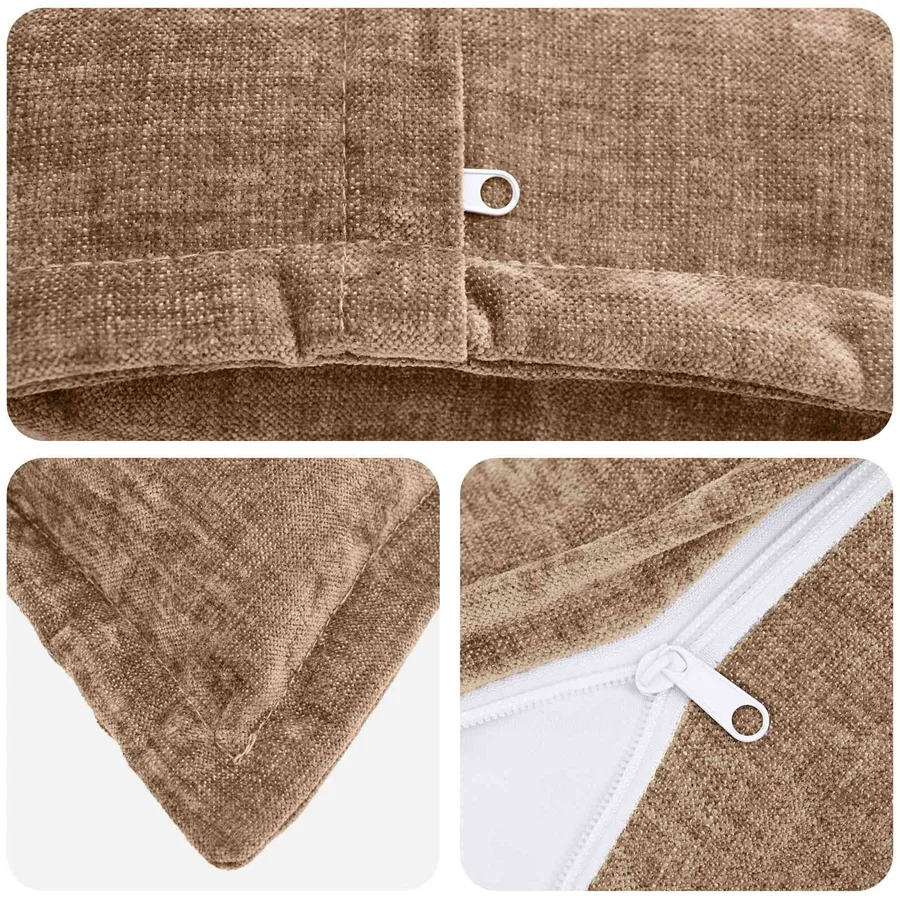 Housse de coussin 2 pcs HOUTEN Marron 40 x 40 cm Tissu Chenille - 4