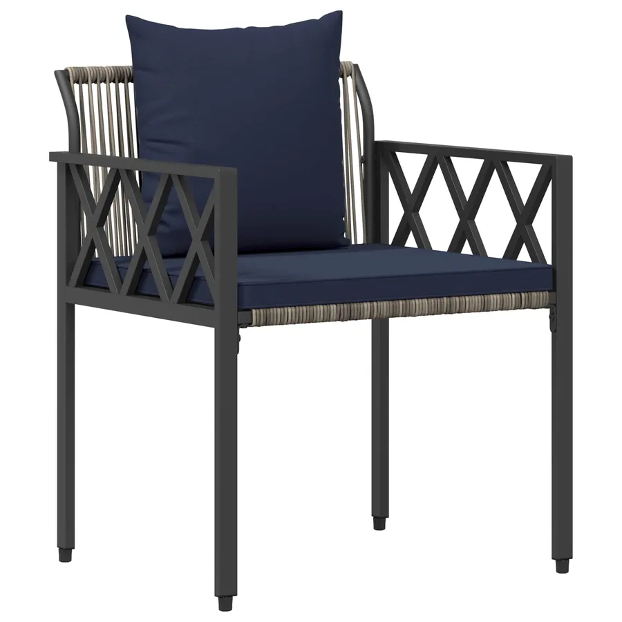 Ensemble de meubles d'extérieur 3 pcs Gris et bleu marine - 4